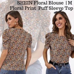 SHEIN Floral Print  Puff Sleeve Top